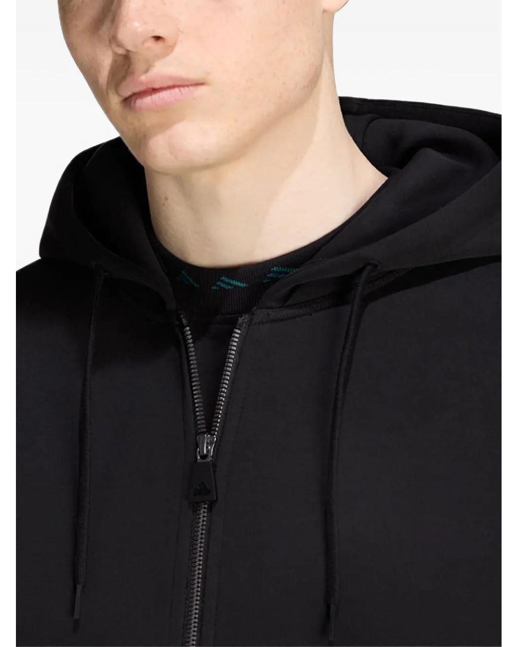 Adidas Black Spacer Zip-Up Hoodie for men