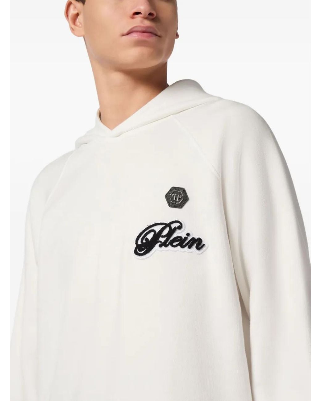Philipp Plein White Hoodie Basic Signature for men