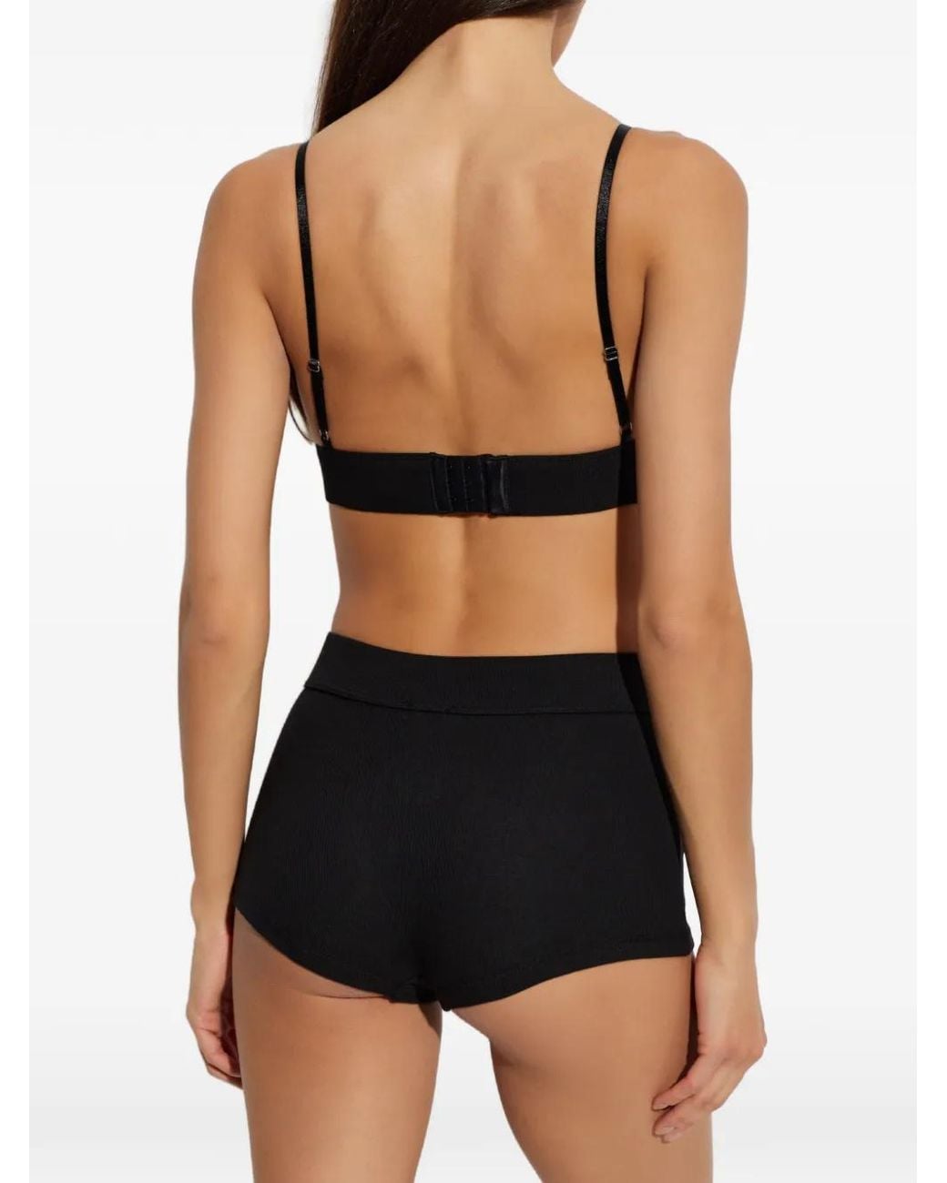 Palm Angels Black Ribbed Logo-Patch Bra