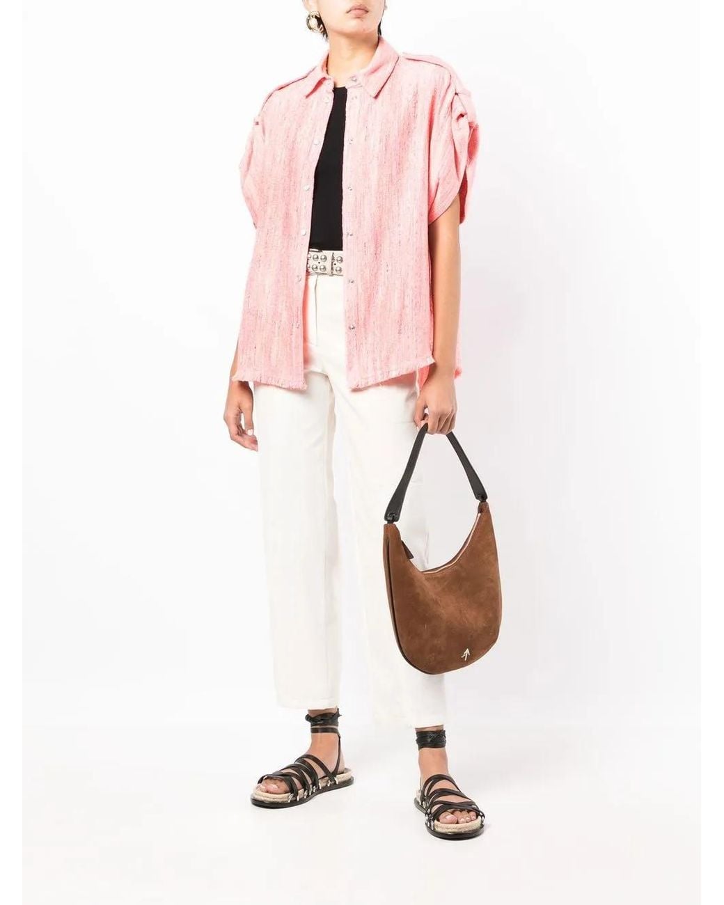 IRO Pink Button-Up Tweed Shirt