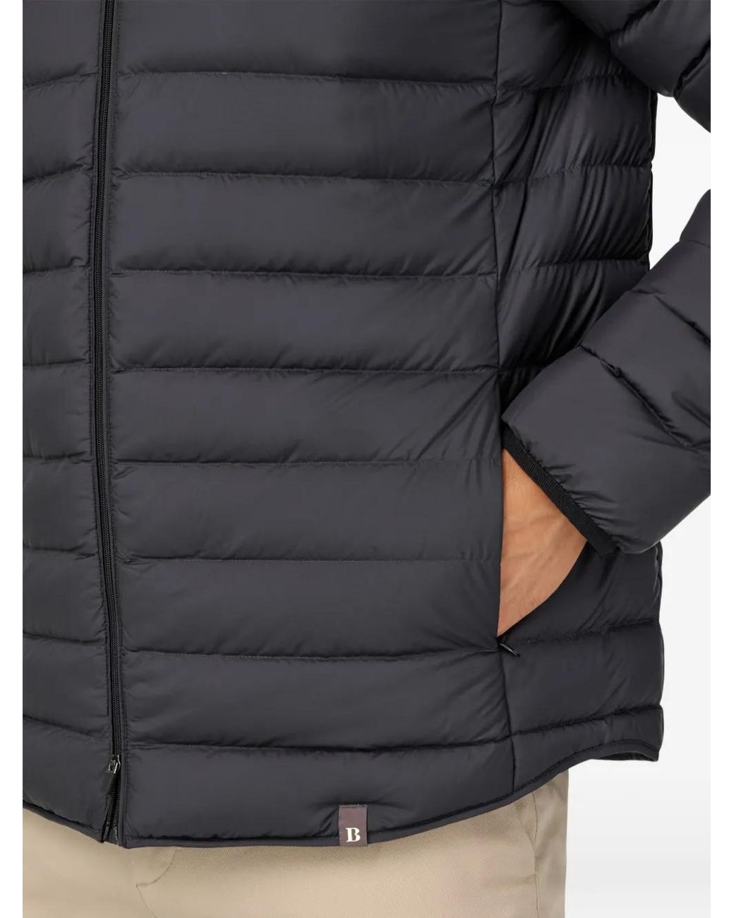 Boggi Gray Recycled Goose Feather Fabric Bomber for men
