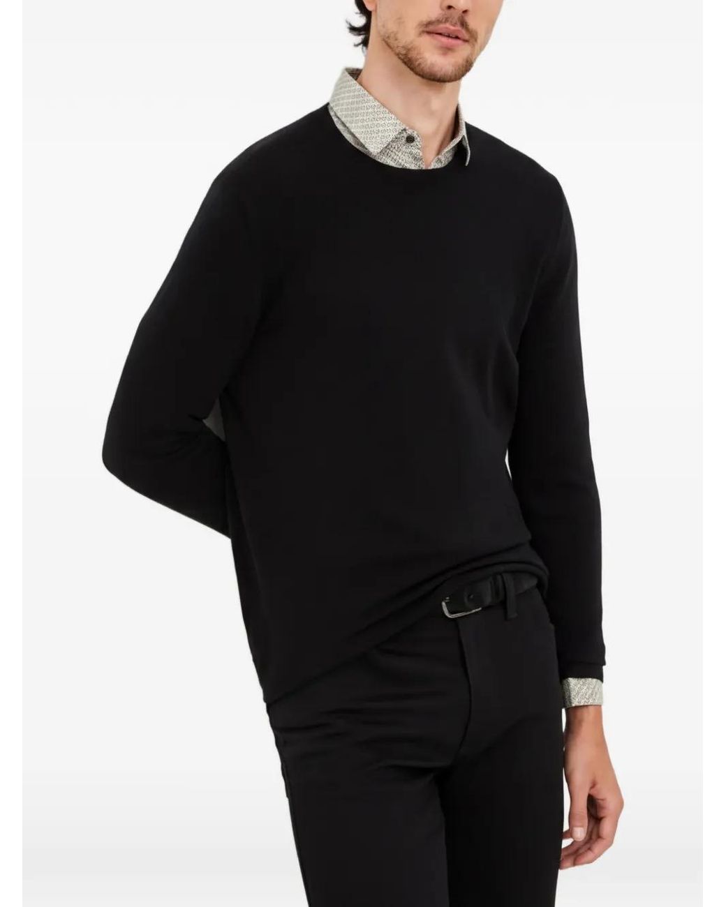 Sisley Black Crew-Neck Sweater for men