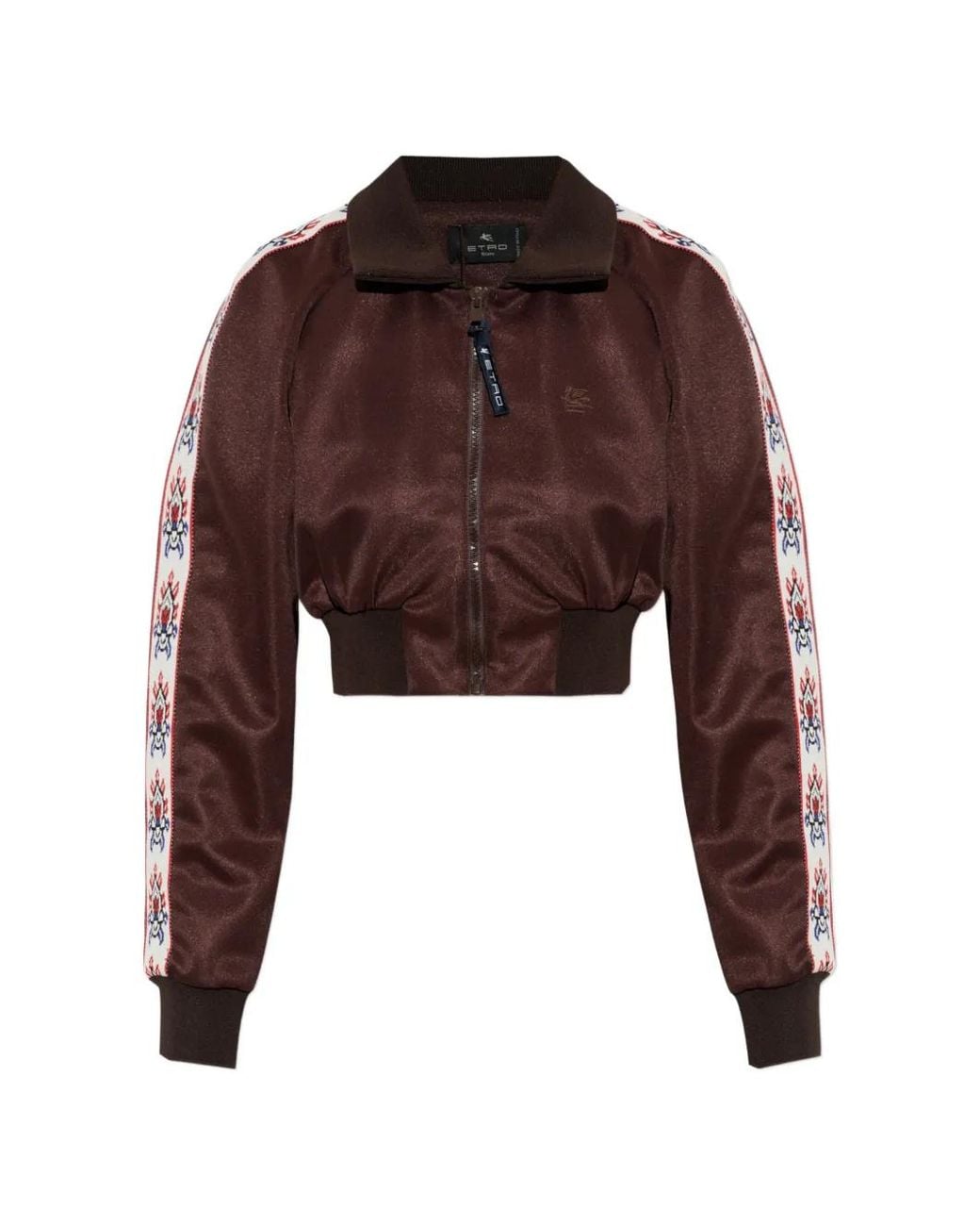 Etro Brown Cropped Sweatshirt With Contrasting Bands