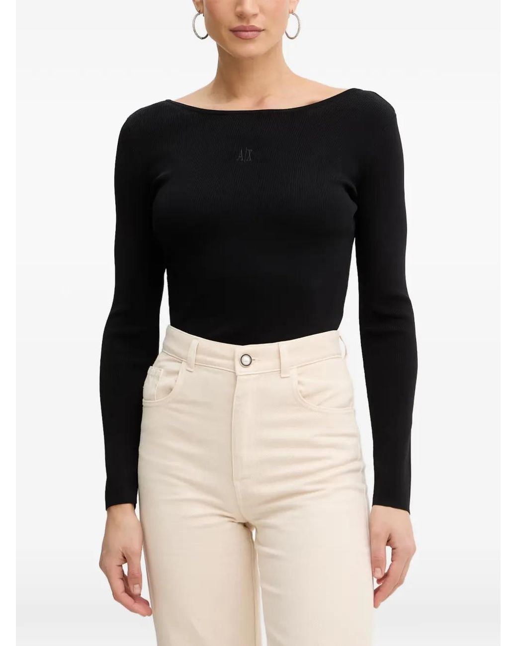 ARMANI EXCHANGE Black Ribbed Long-Sleeve Sweater