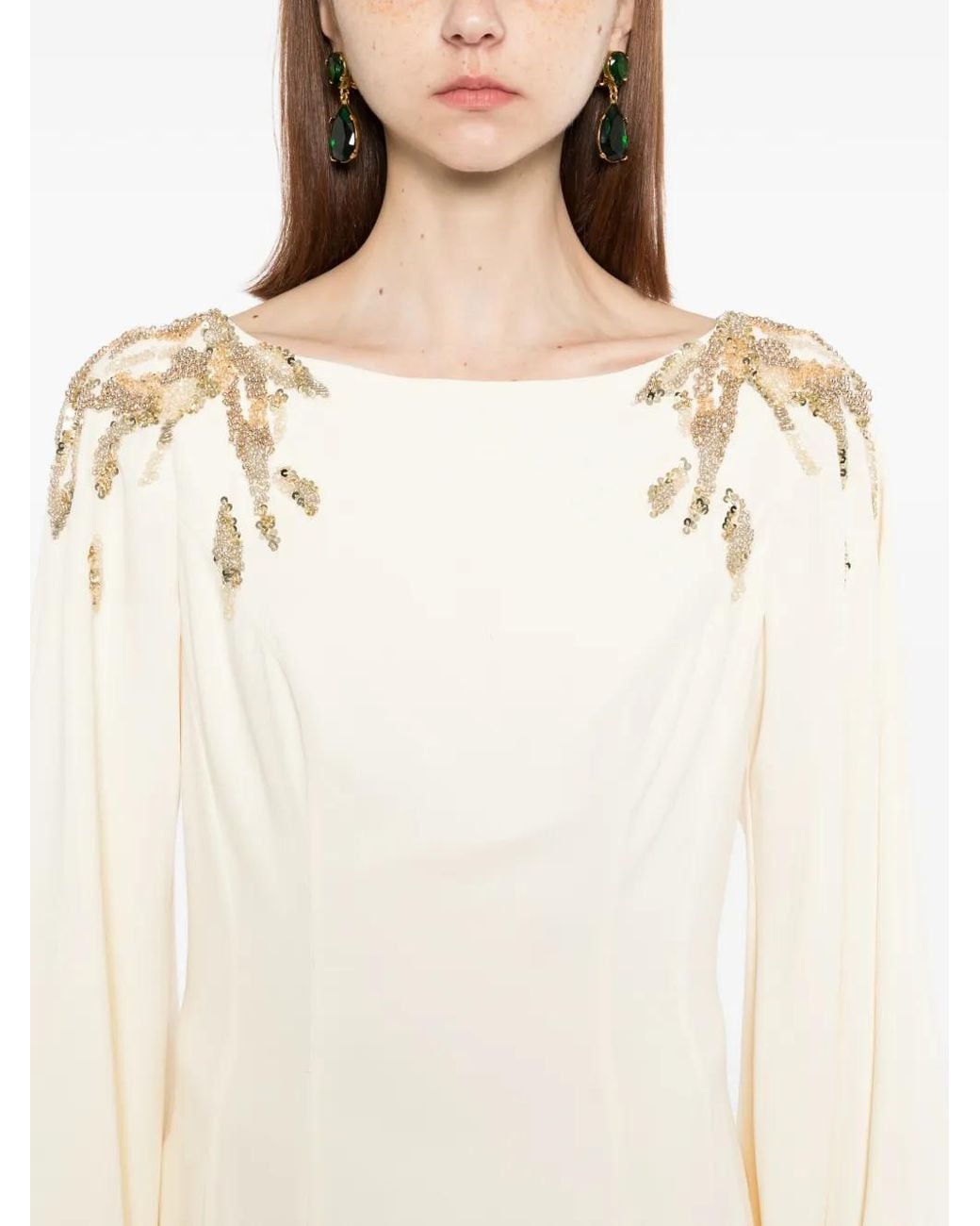 Saiid Kobeisy White Embellished Crepe Kaftan