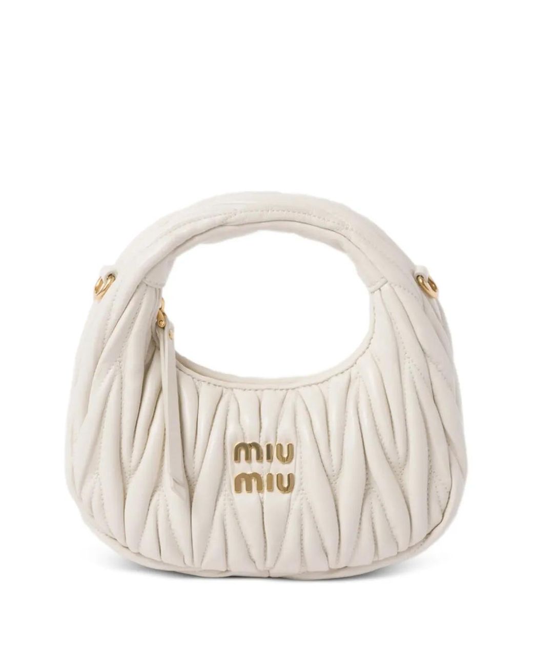 Miu Miu White Wander Matelassé Leather Mini Bag