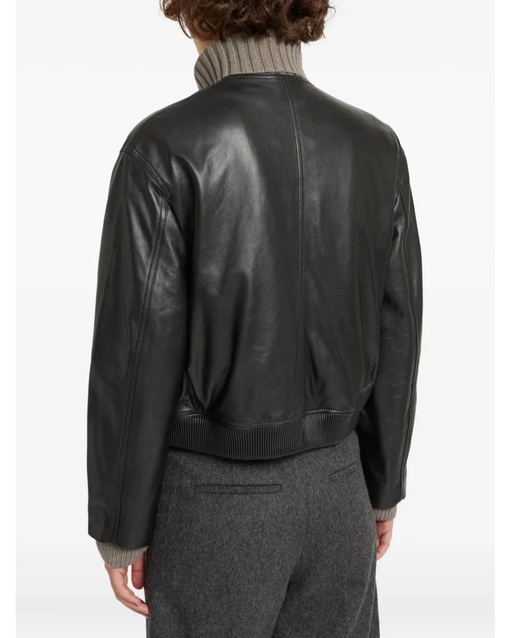 Yves Salomon Black Cropped Leather Jacket