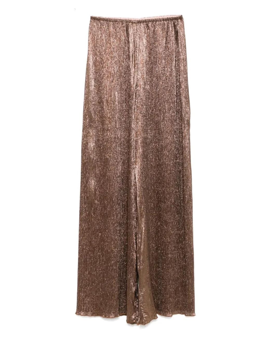 Forte_forte Brown Metallic-Threading Trousers
