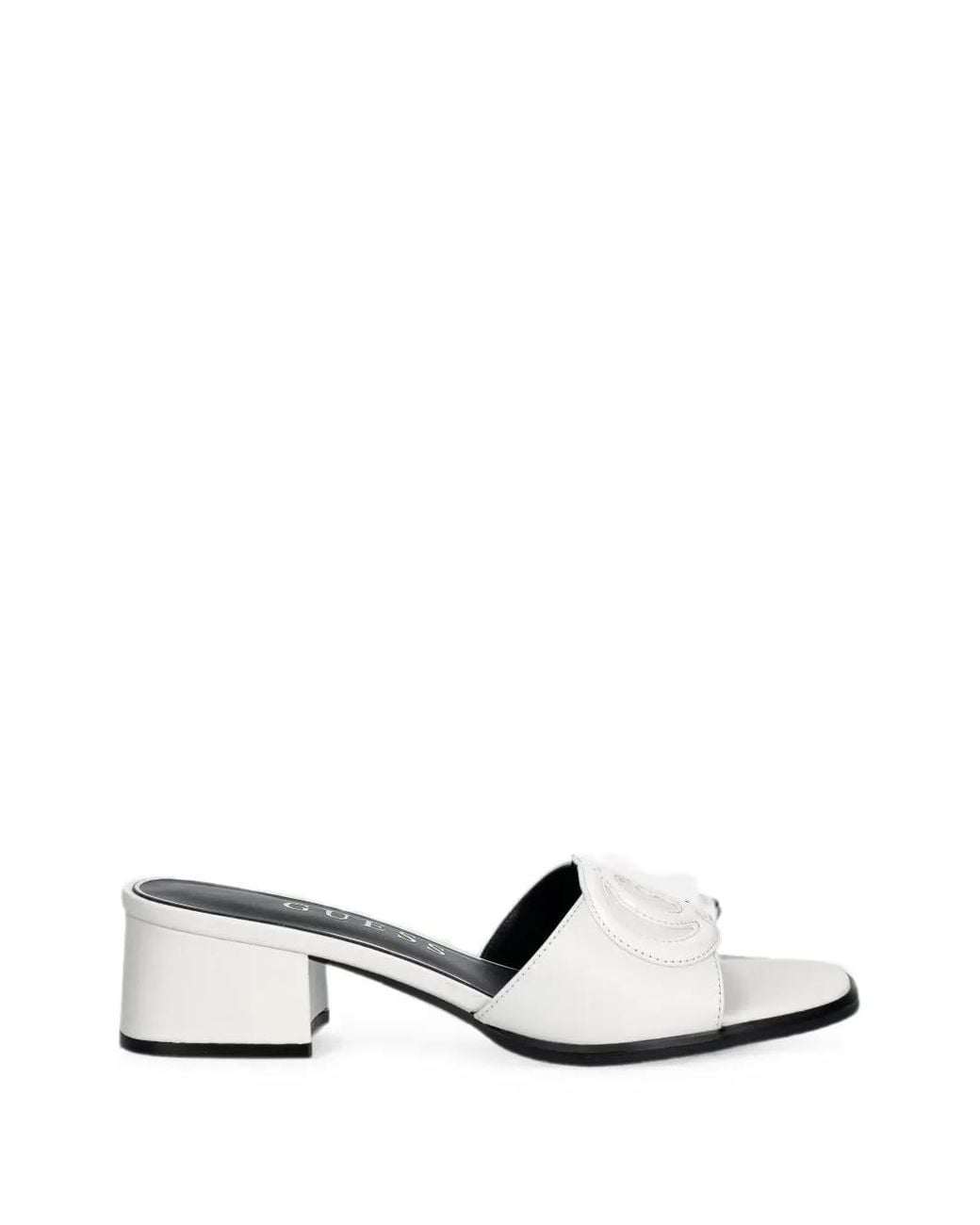 Guess White Cerinna Logo-Patch Block-Heel Sandals