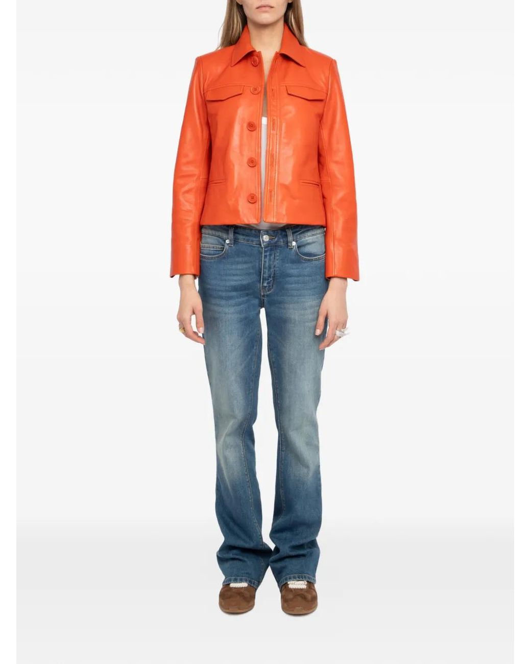 Zadig & Voltaire Orange Liam Leather Jacket