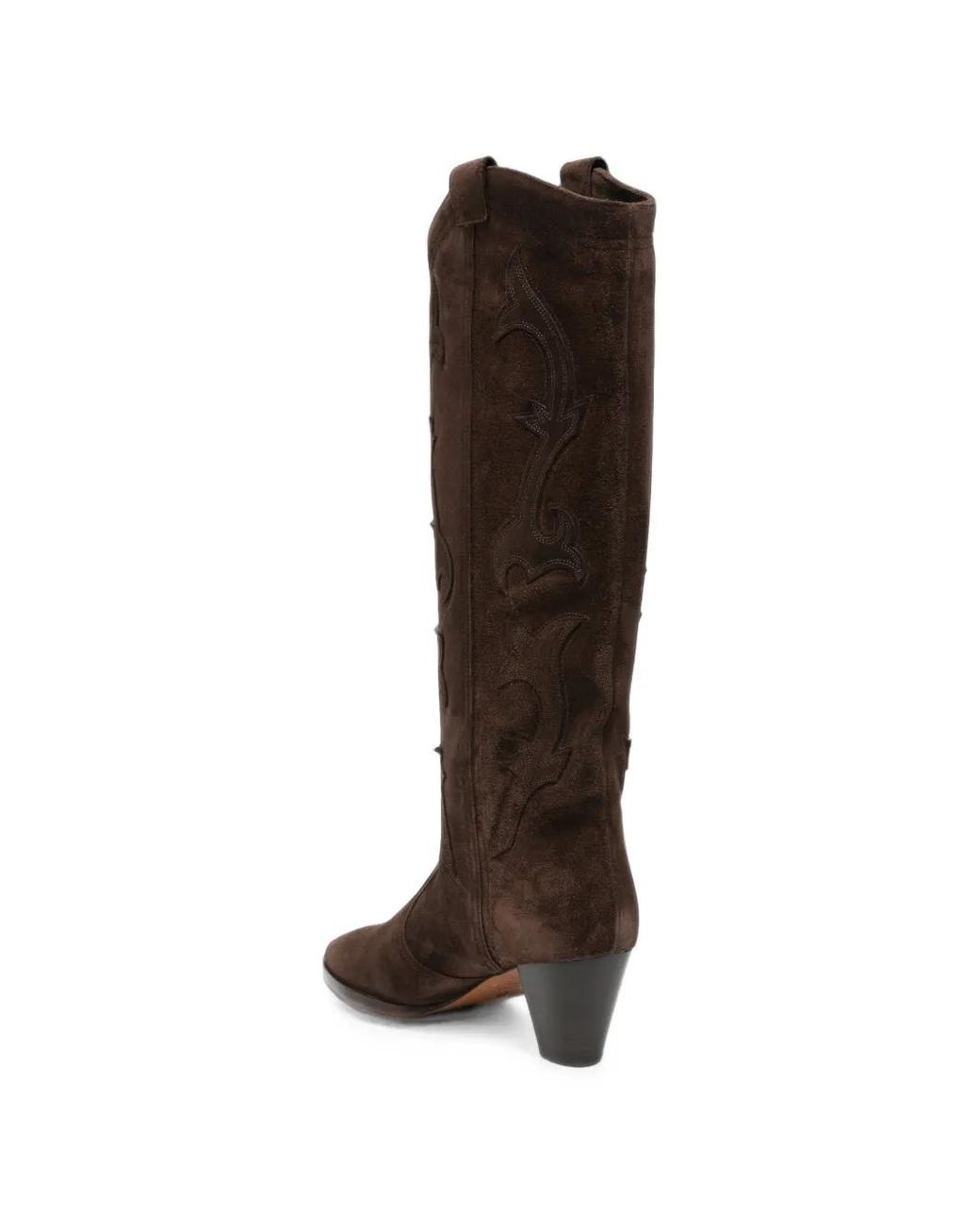 Ba&sh Brown Embroidered Suede Boots