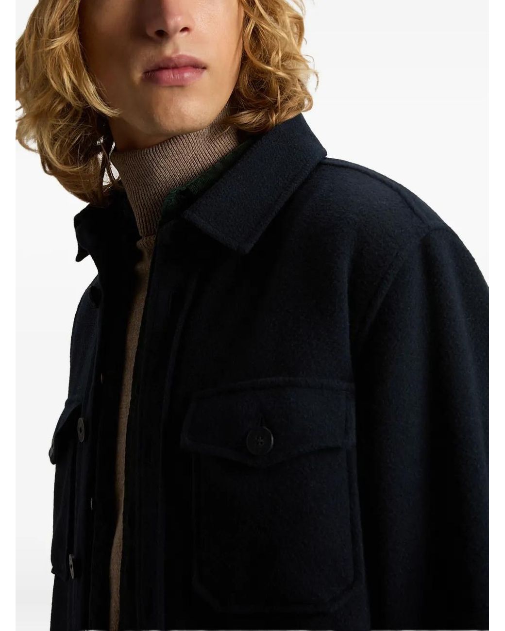 Woolrich Blue Double-Pocket Shirt Jacket for men