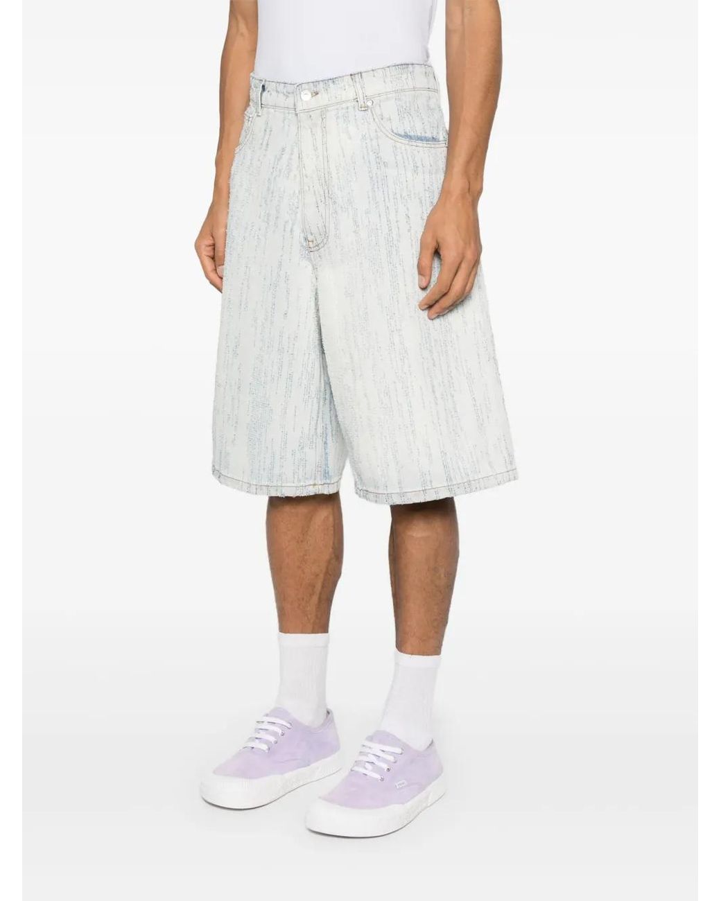 MSGM White Denim Bermuda Shorts for men