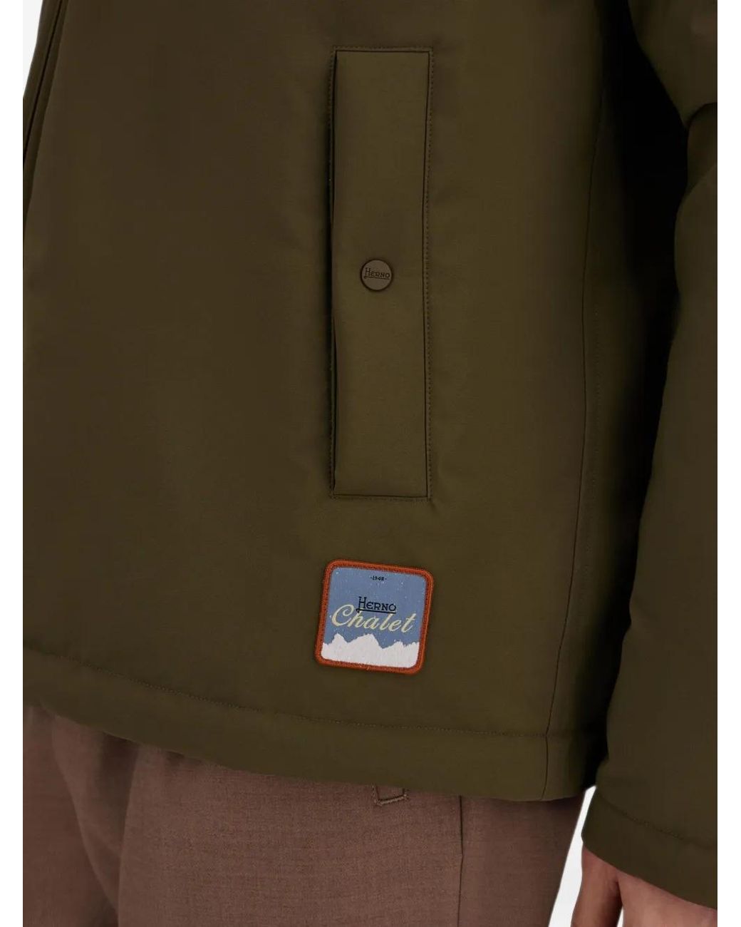 Herno Green Matte Twill Gloss-Effect Jacket for men