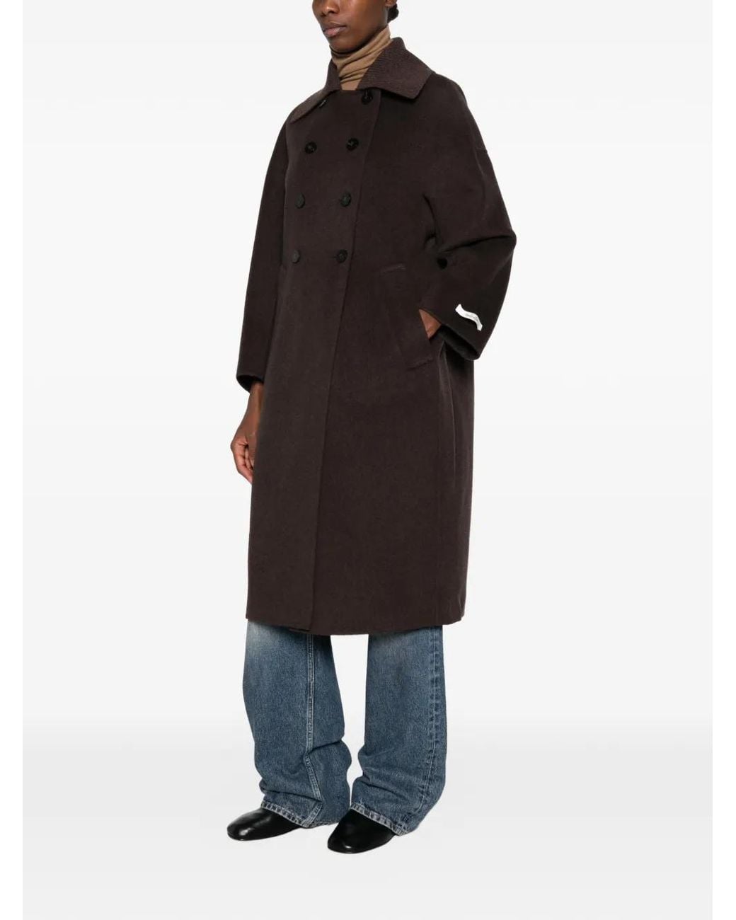 DUNO Black Ovela Double-Breasted Coat