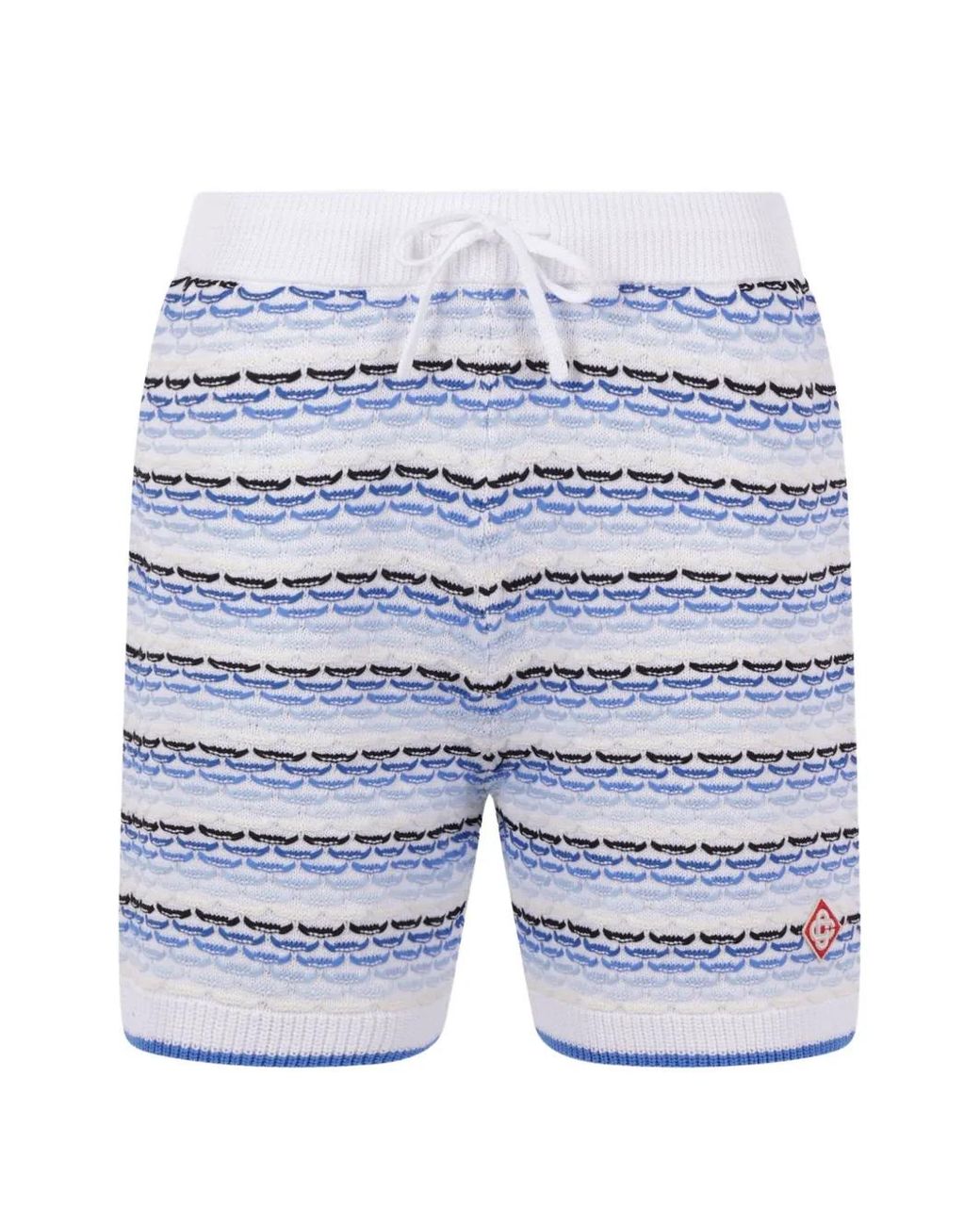 Casablanca Blue Striped Diamond-Logo Shorts for men