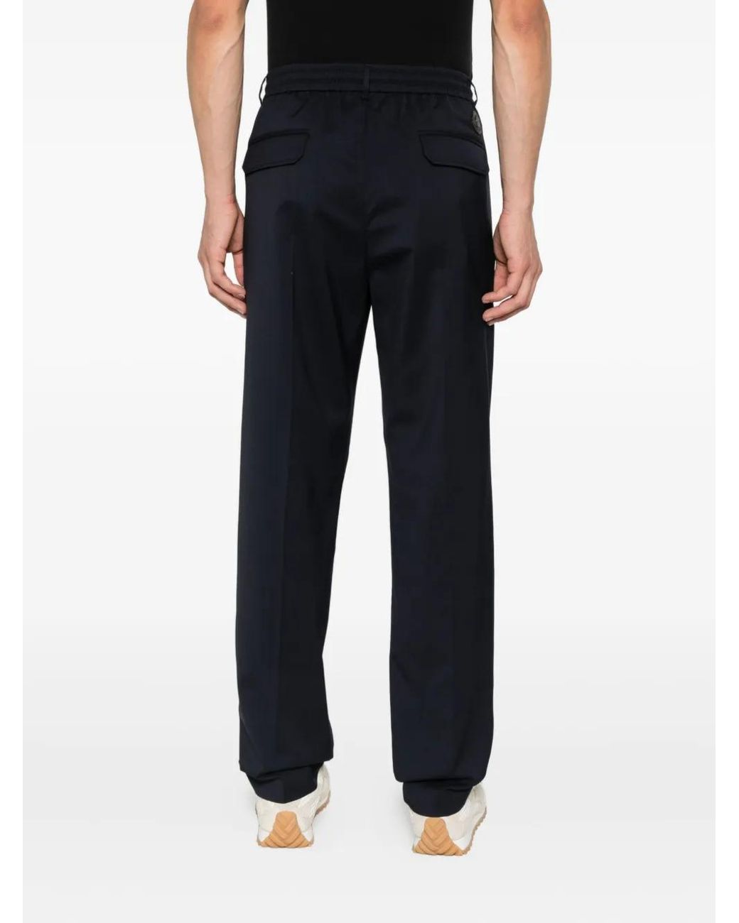 Moncler Blue Wool-Blend Trousers for men
