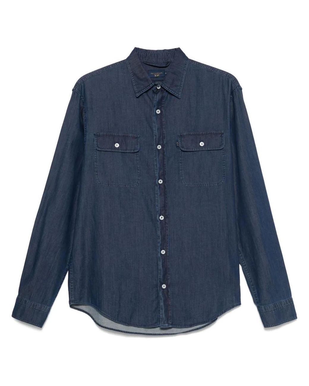 Paul & Shark Blue Classic Collar Long-Sleeve Cotton Shirt for men