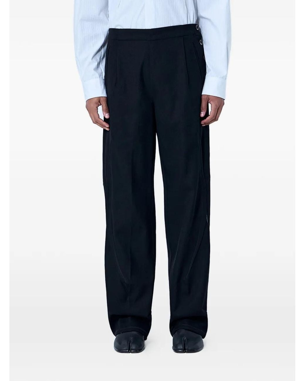 Kiko Kostadinov Blue Pleated Side-Button Trousers for men