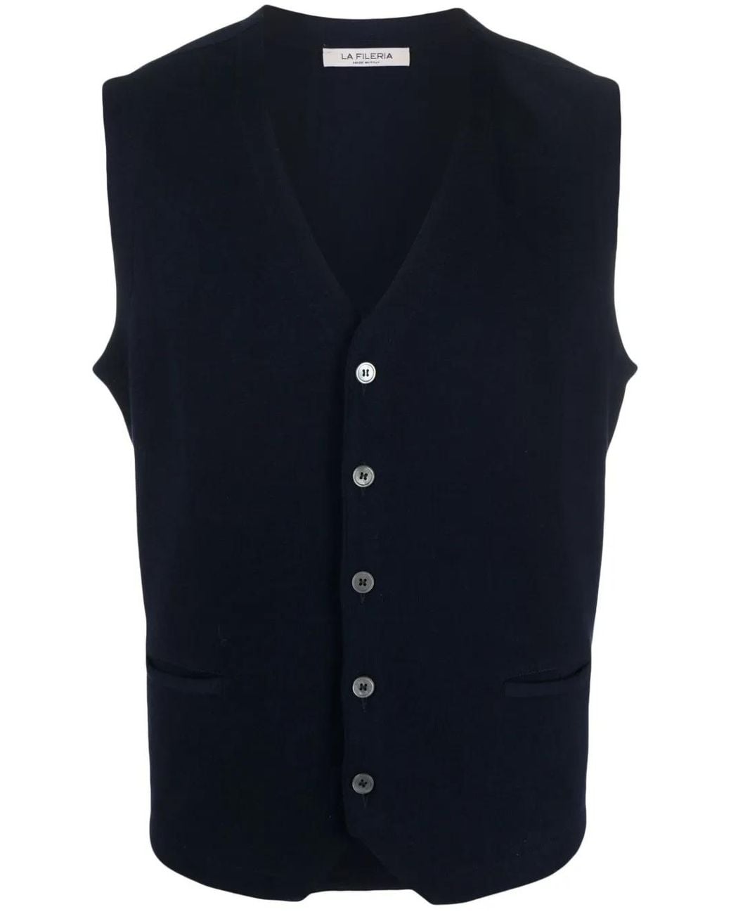 Fileria Blue Button-Down Cotton Gilet for men