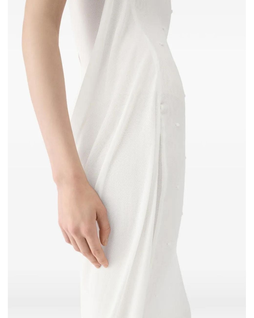 Jacquemus White Off- Spaghetti Strap Embroidered Dress