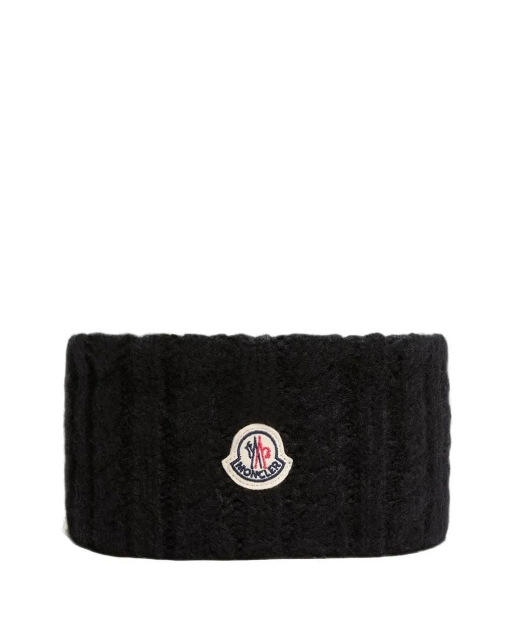 Moncler Black Cable-Knit Logo-Patch Headband