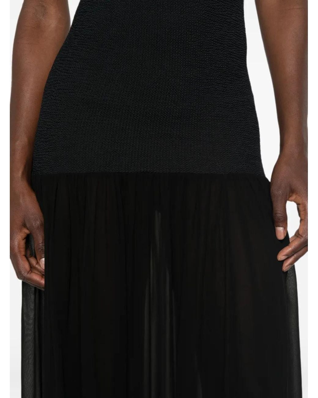 Hunza G Black Sandy One-Shoulder Maxi Dress