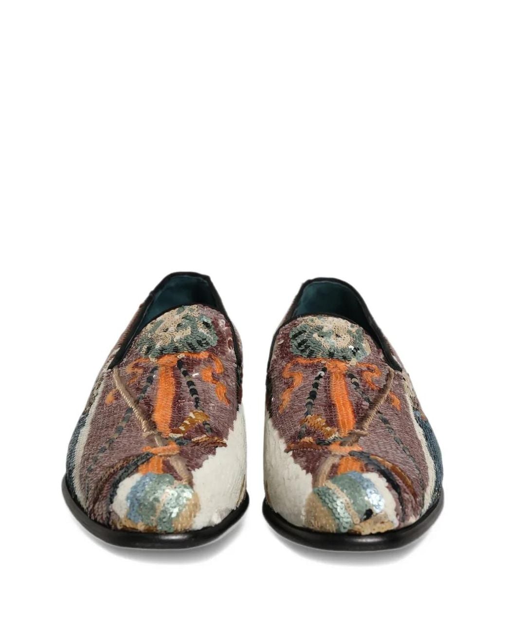 Dolce & Gabbana White Sequin-Embellished Loafers for men