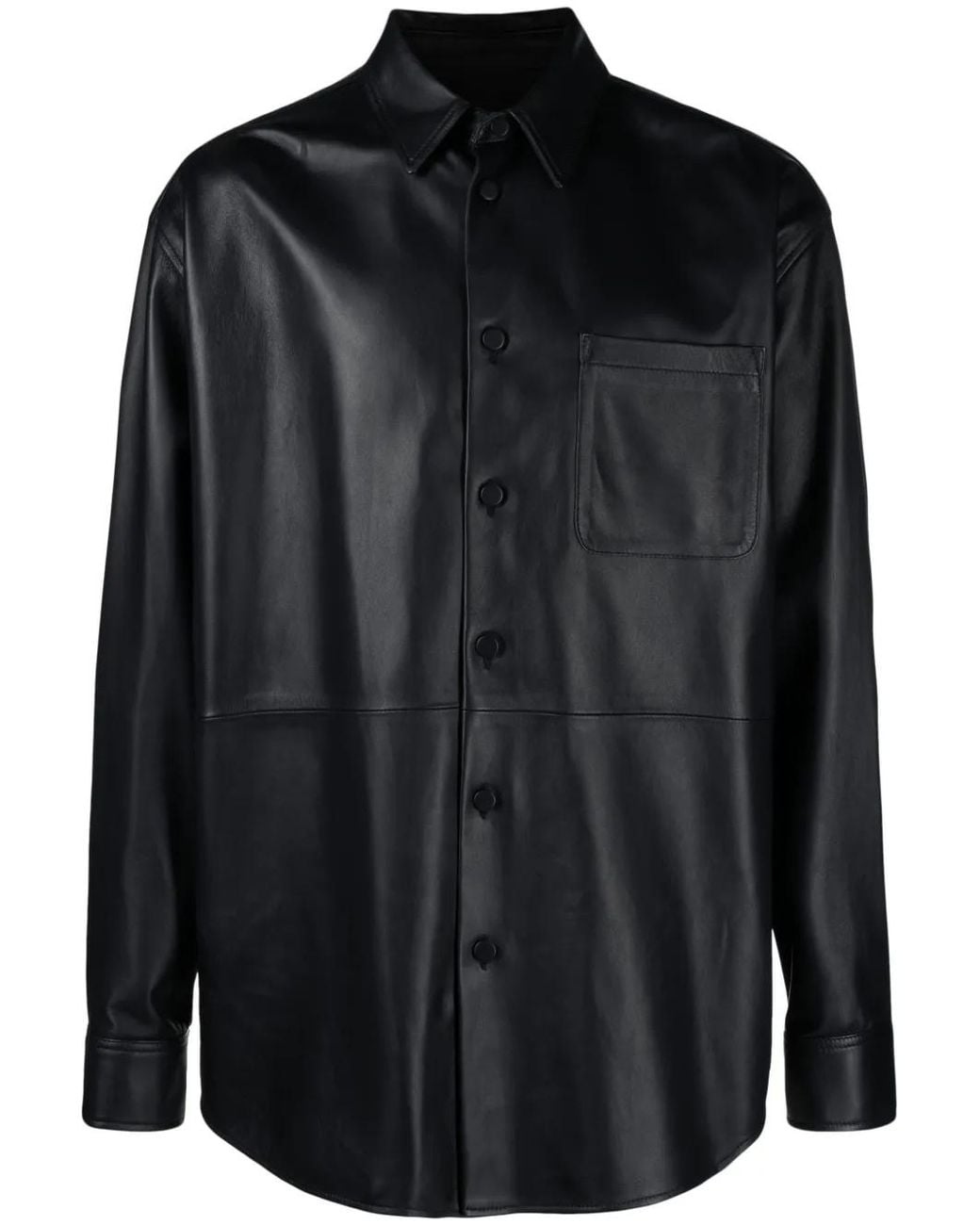 Off-White c/o Virgil Abloh Black Panelled Lambskin Overshirt for men