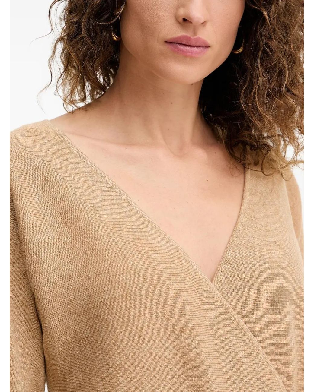 Fracomina Blue V-Neck Buckle Sweater