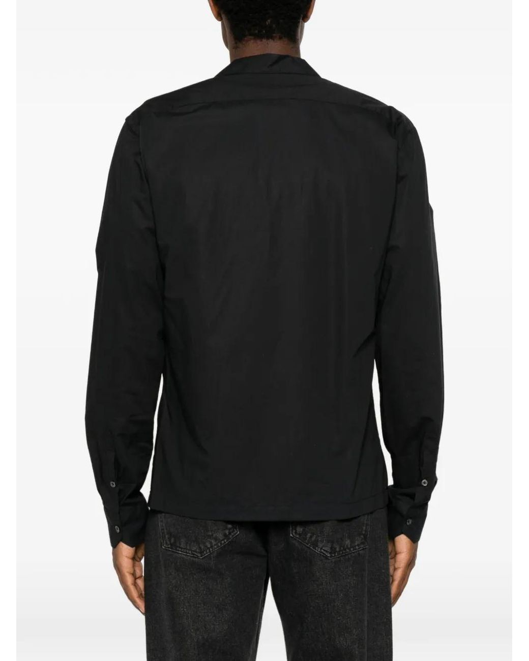 Brian Dales Black Flap-Pocket Spread-Collar Shirt for men