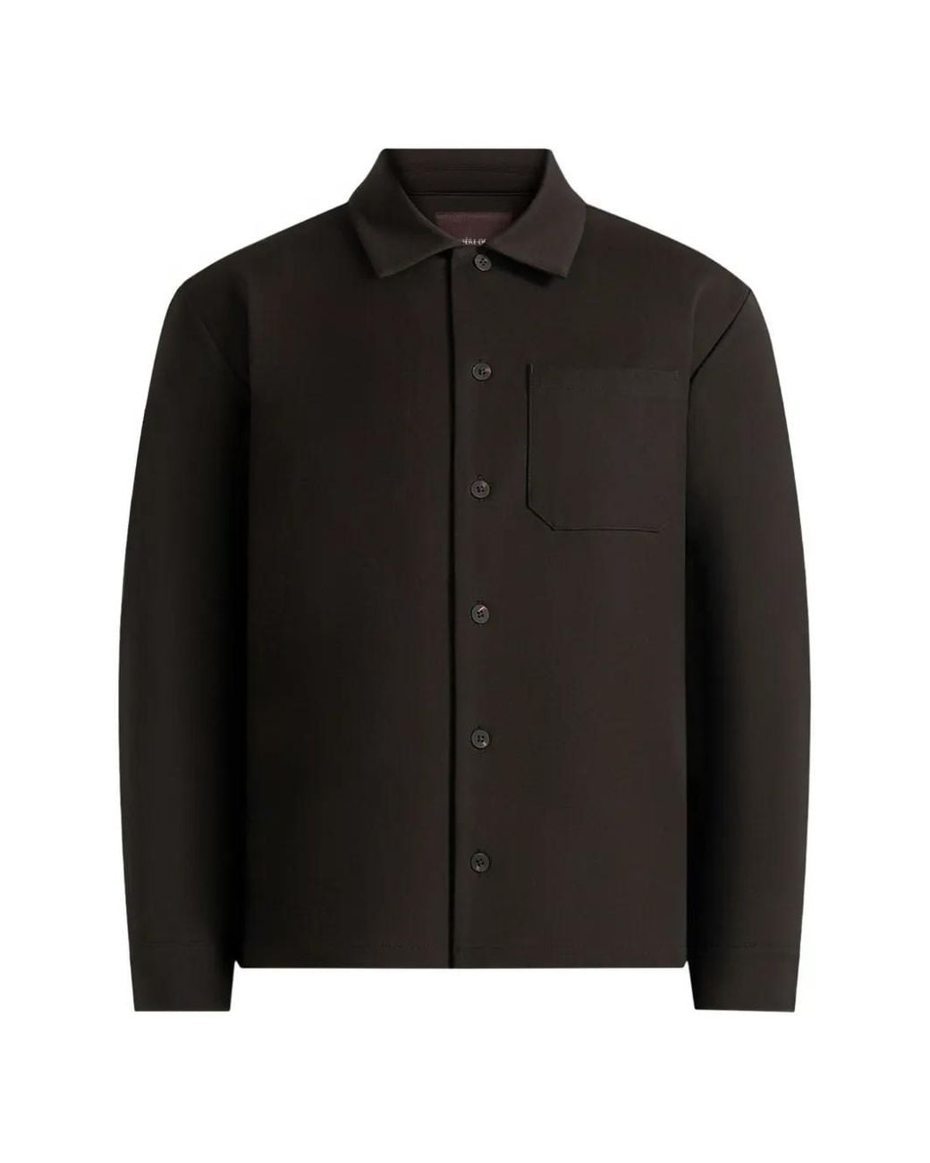 Manière De Voir Black Valentin Dark Classic Tailored Long Sleeve Shirt for men