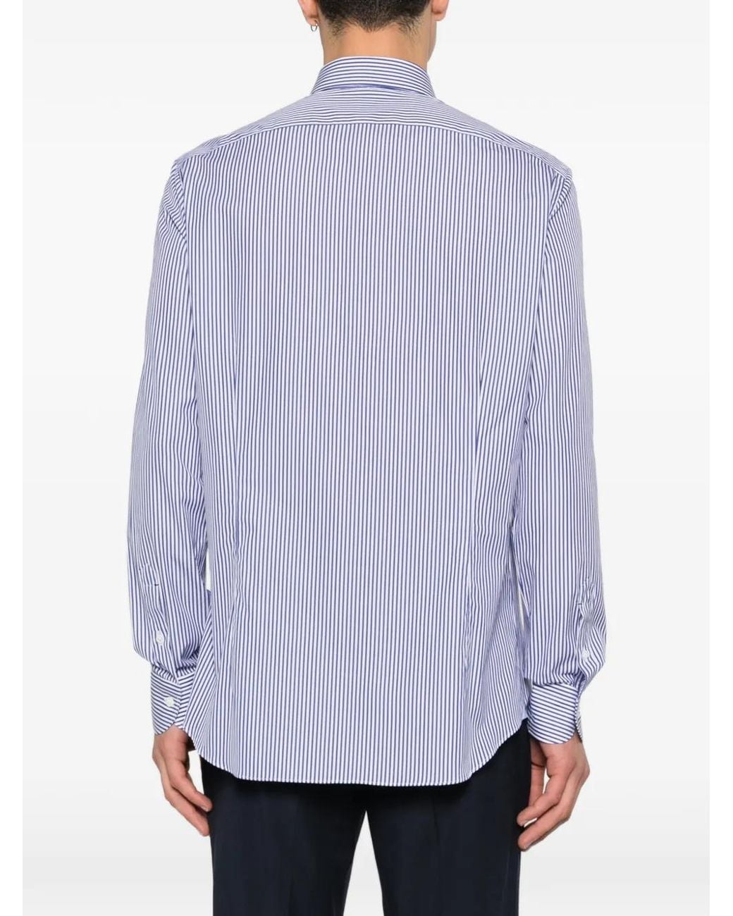 Mazzarelli Purple Striped Button Shirt for men