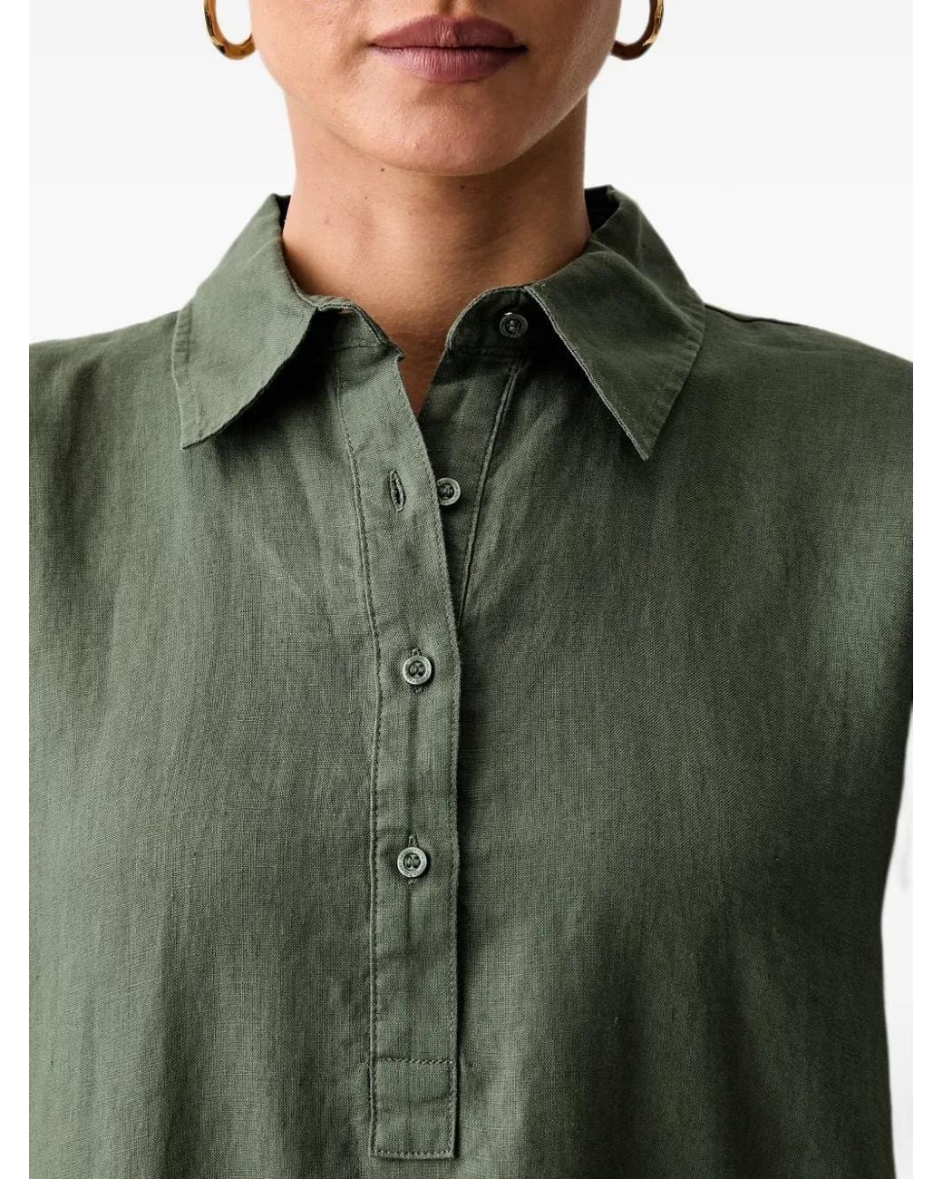 Benetton Green Short-Sleeved Midi Shirt Dress