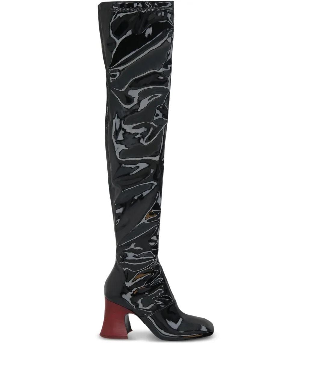 Chloé Black Patent-Finish Over-The-Knee Boots