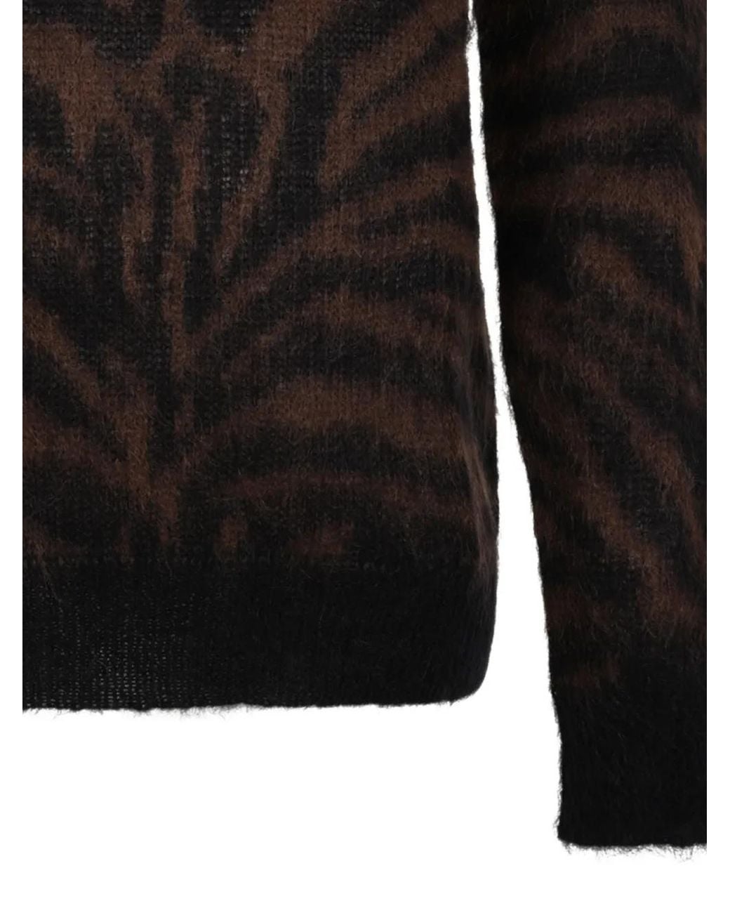 P.A.R.O.S.H. Black Zebra-Pattern Roll-Neck Sweater