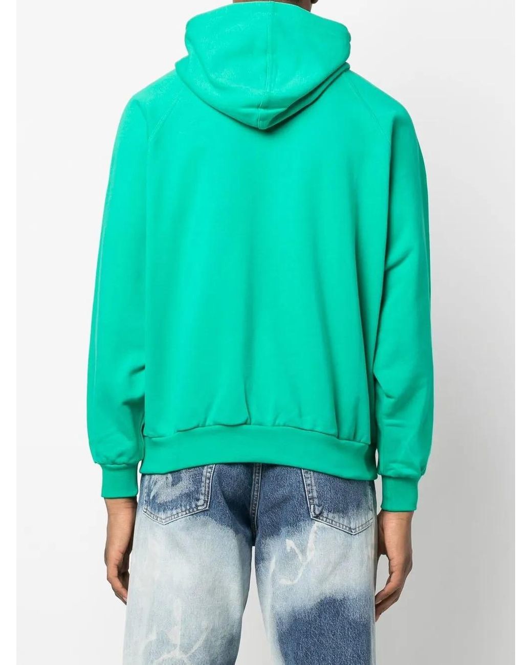 Sunnei Green Logo Drawstring Hoodie for men