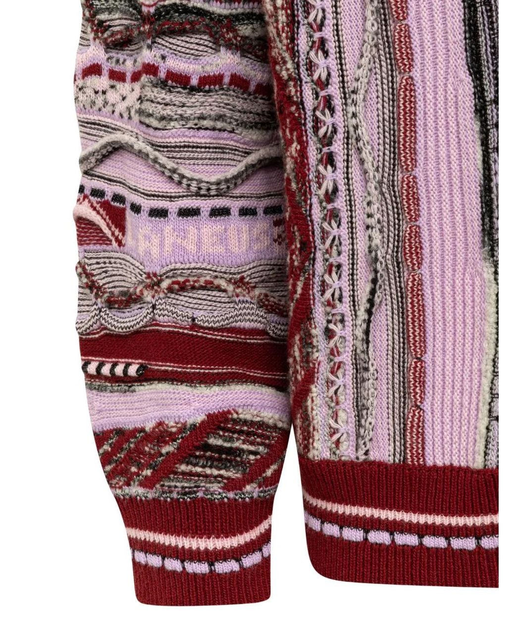 Laneus Red Jacquard-Knit Cardigan for men