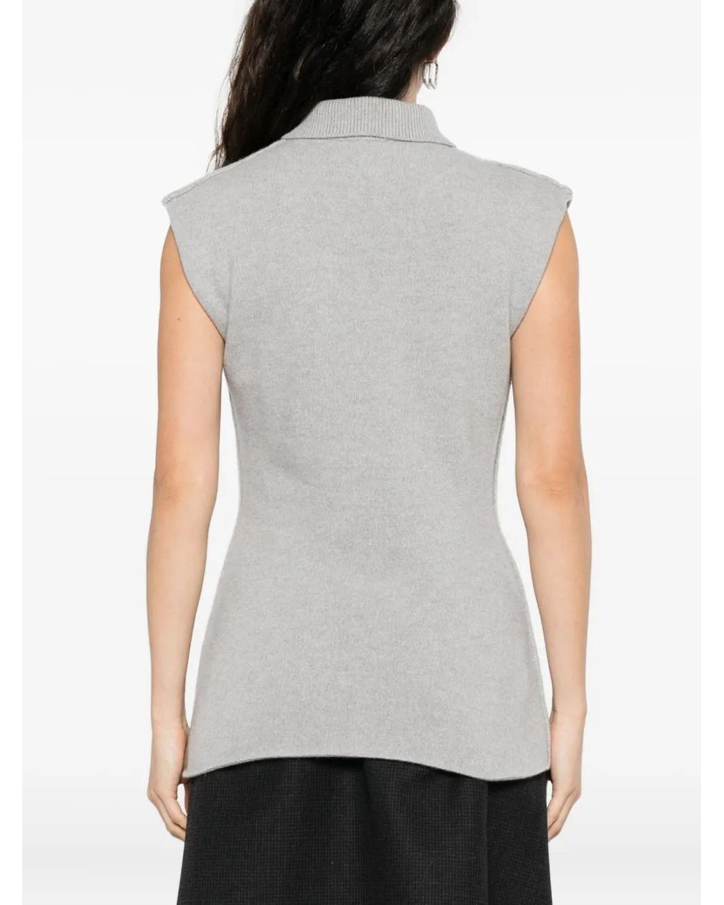 Sofie D'Hoore Gray May Sleeveless Collared Top