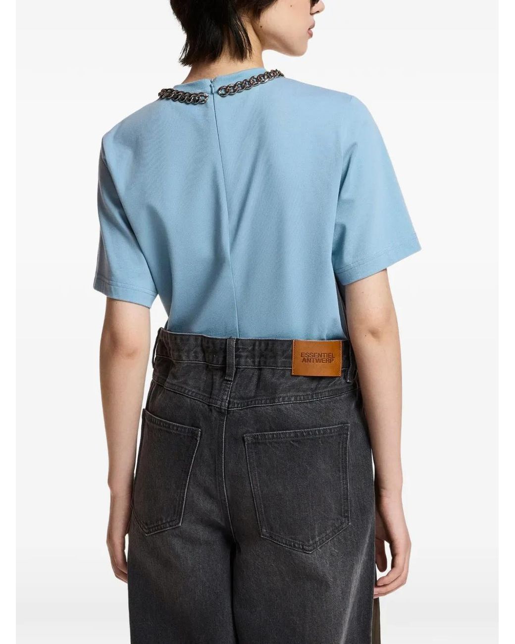 Essentiel Antwerp Blue Klaim Chain-Embellished T-Shirt