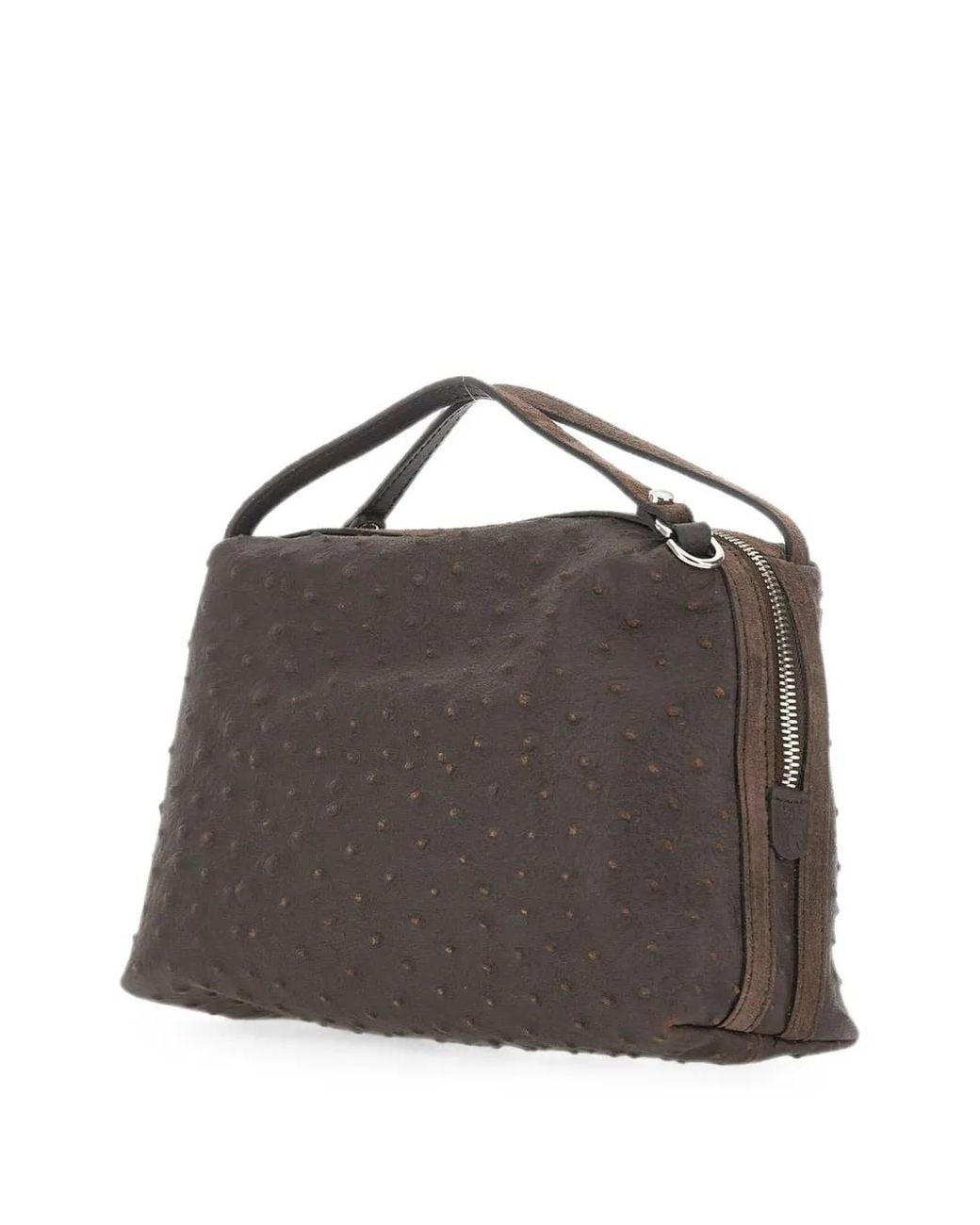 Gianni Chiarini Brown Alifa Ostrich-Effect Leather Tote Bag