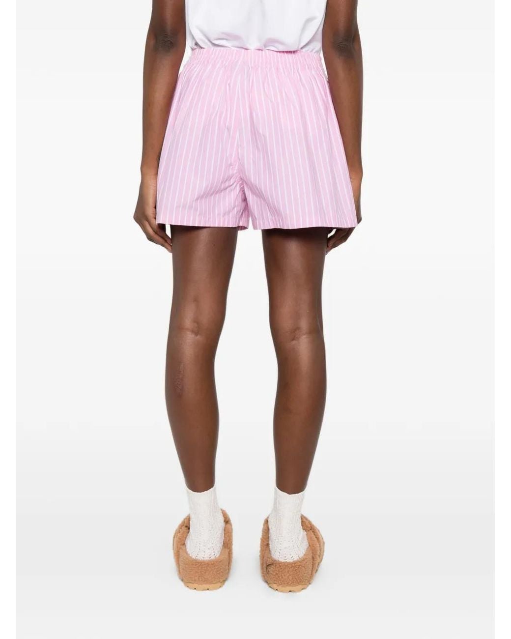 Balenciaga Pink Striped Cotton Shorts