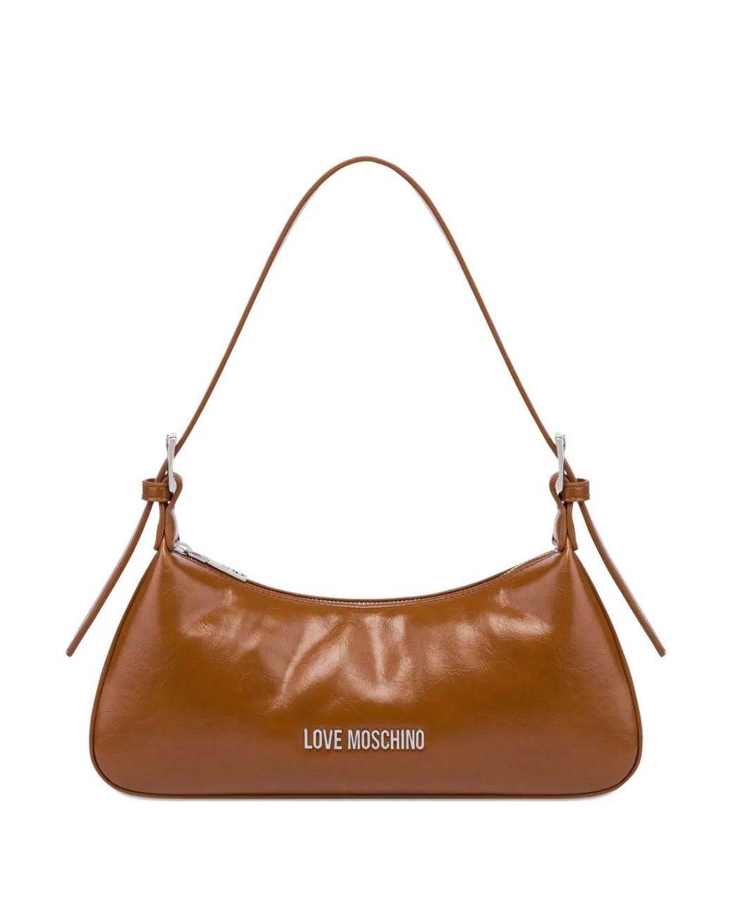 Love Moschino Brown Embossed Logo Shoulder Bag