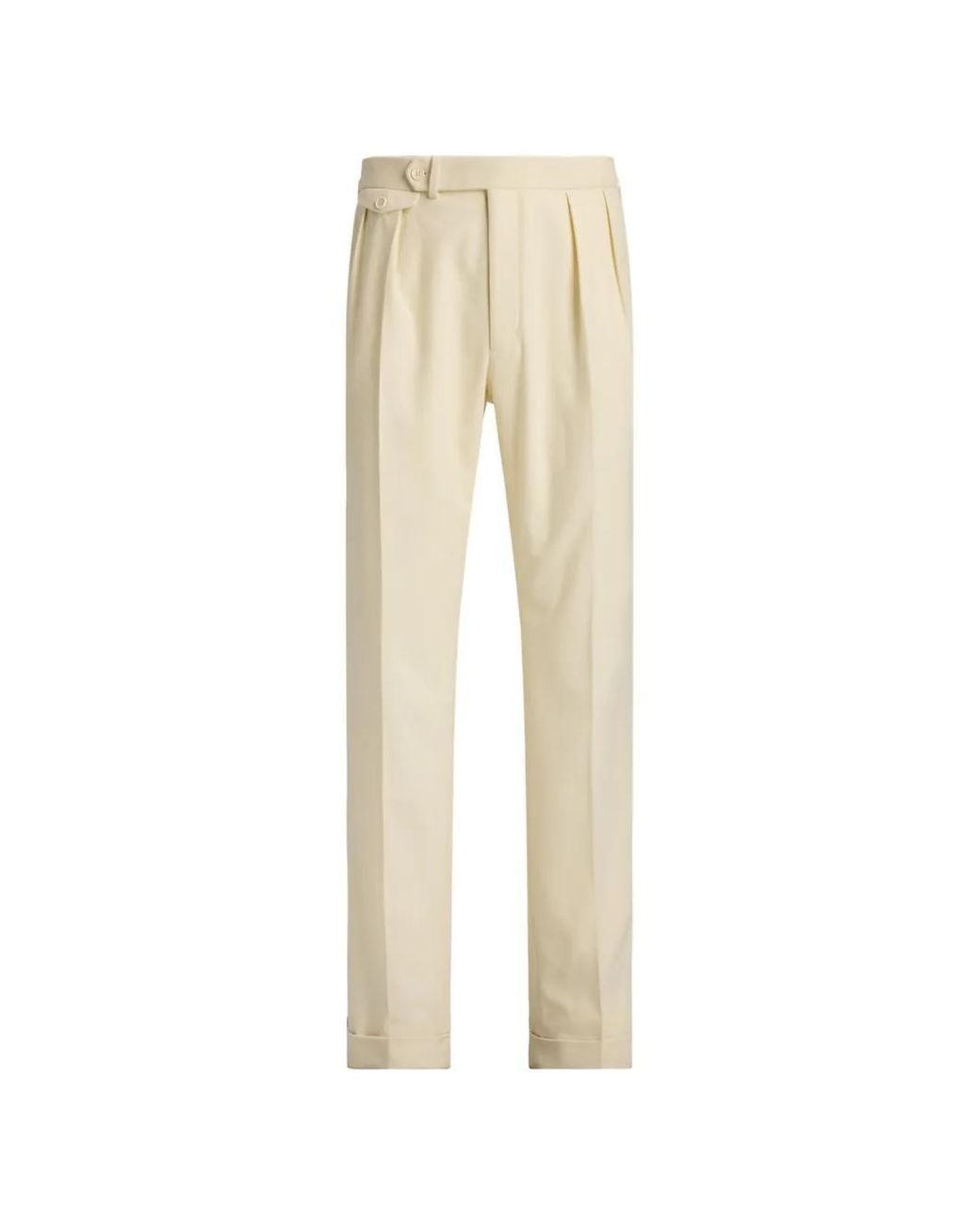 Ralph Lauren Natural Gregory Pleated Wool Trousers for men