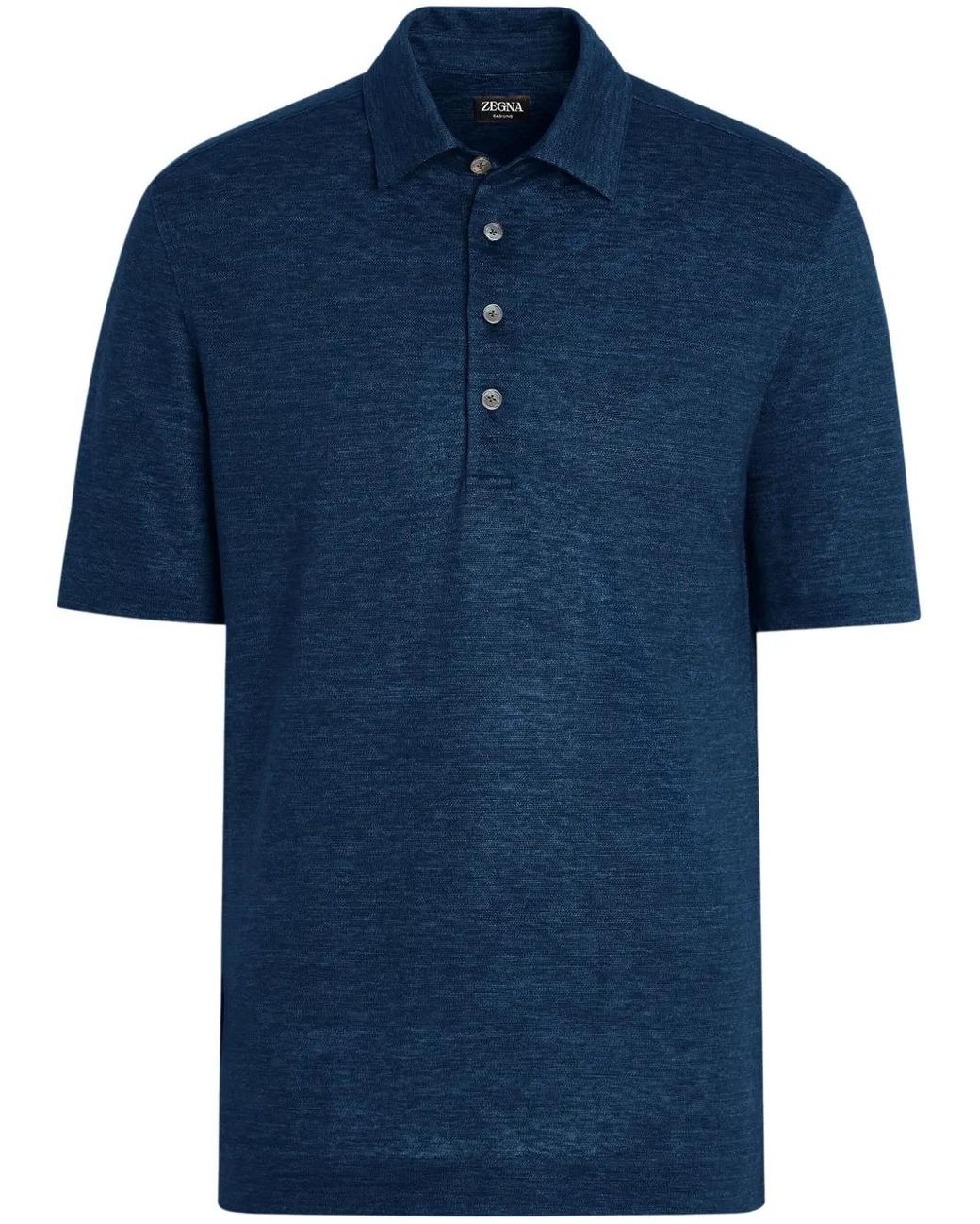 Zegna Blue Oasi Lino Polo Shirt for men