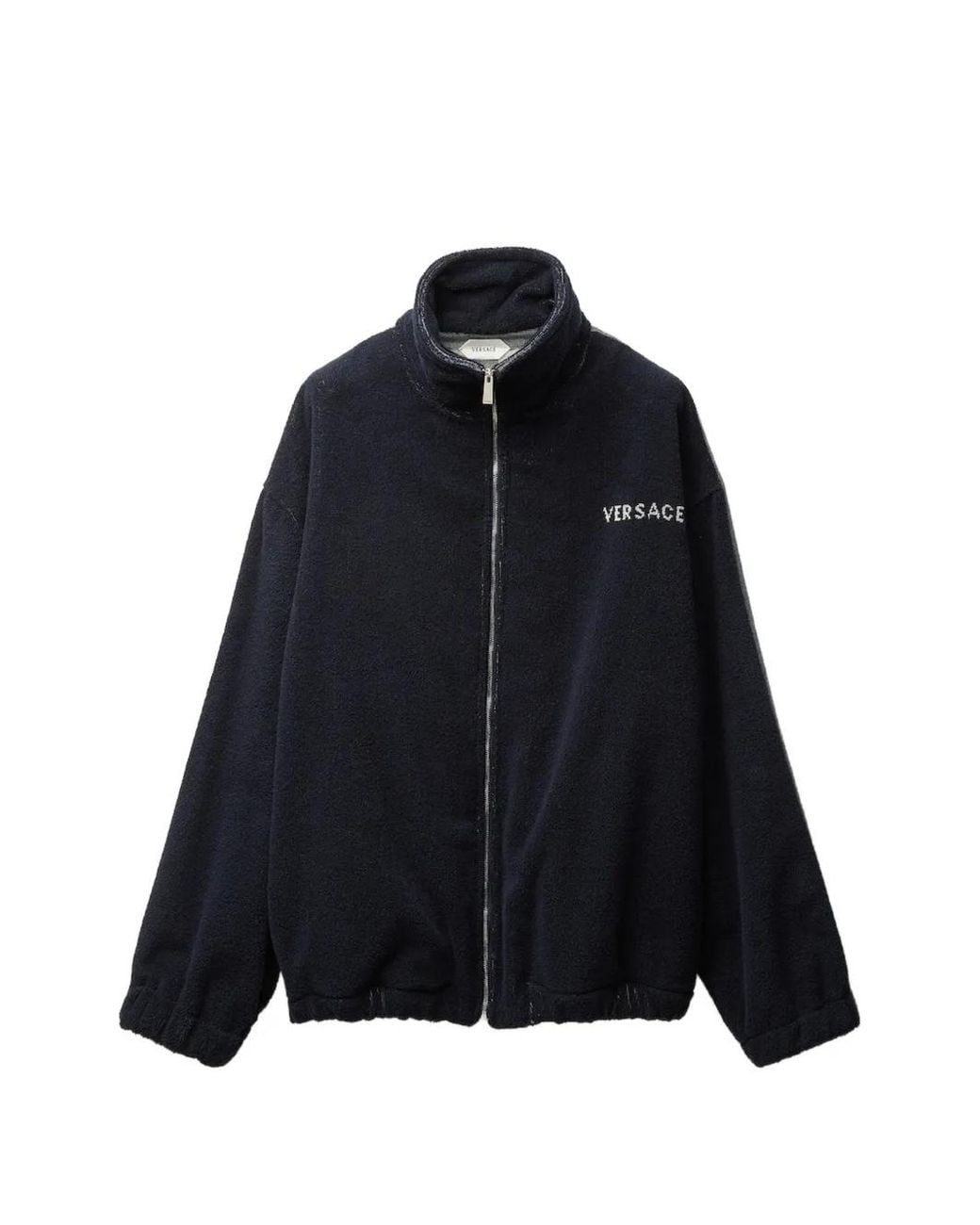 Versace Blue Sweat Zippé À Détail De Logo