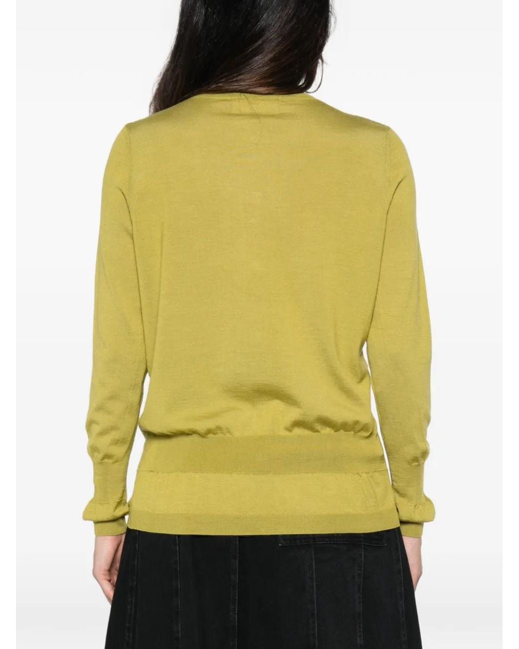 Plan C Yellow Button-Up Knit Cardigan