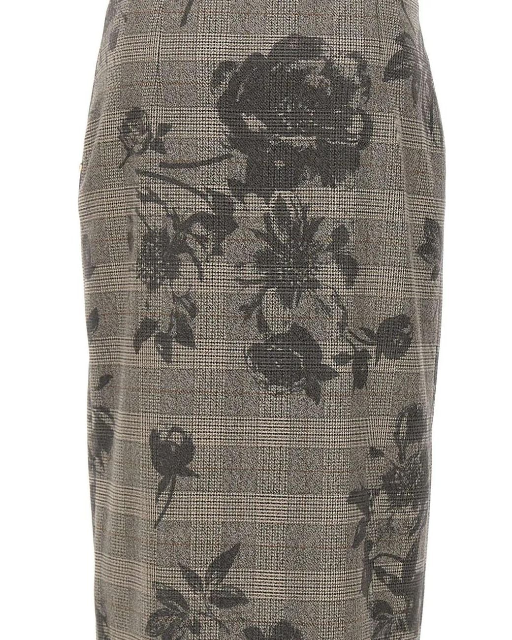 Nissa Gray High-Waisted Midi Skirt