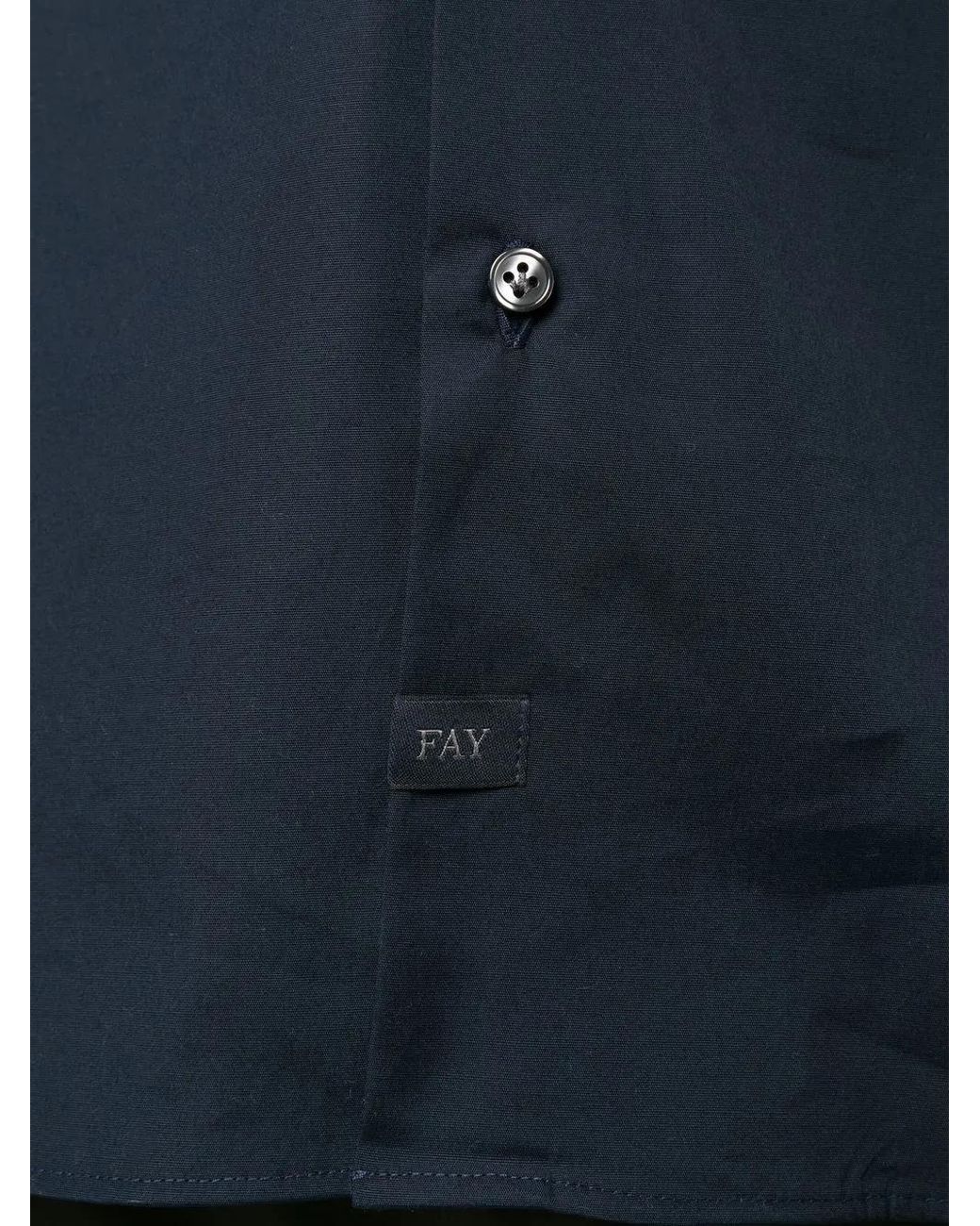 Fay Blue Long-Sleeved Cotton Shirt for men