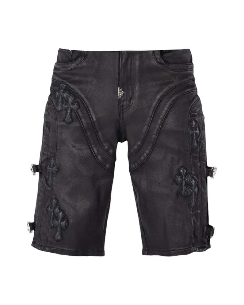 GUAPI Gray Appliqué-Detail Buckled Shorts for men